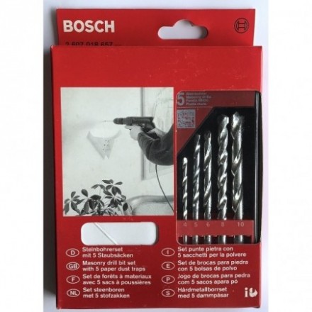 Grąžtų rinkinys mūrui betonui Bosch 5 vnt (456810mm)