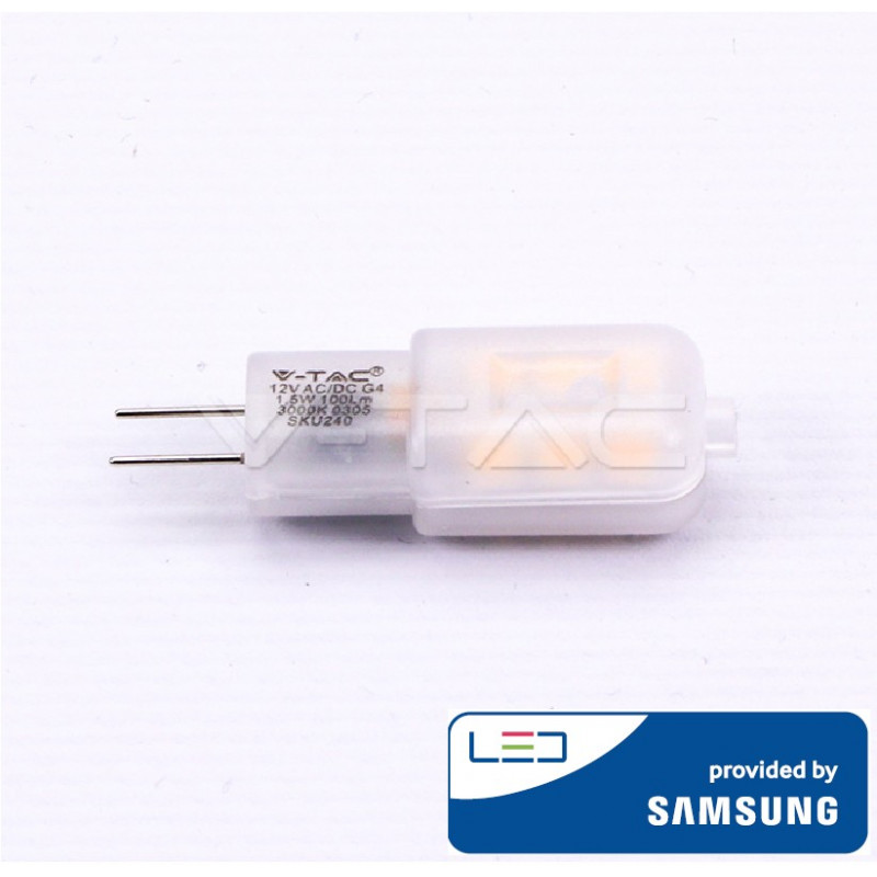 1.5W LED lemputė V-TAC, 12V, G4, 4000K (natūraliai balta), SAMSUNG LED chip